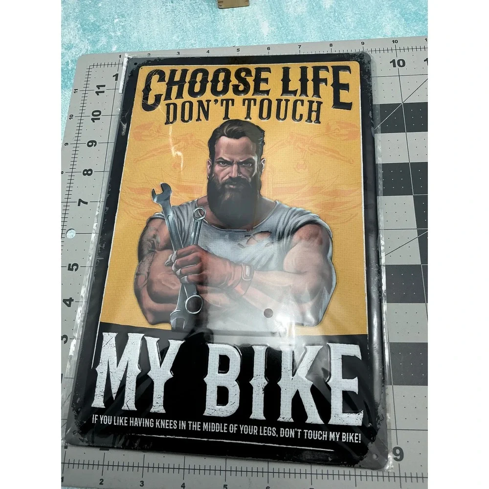 Choose Life Don't Touch My Bike Metal Tin Sign‎ Man Cave Garage Decor